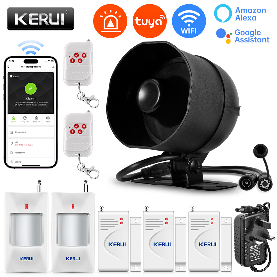 Home Security System Installation - KERUI – système d'alarme sirène 120db,