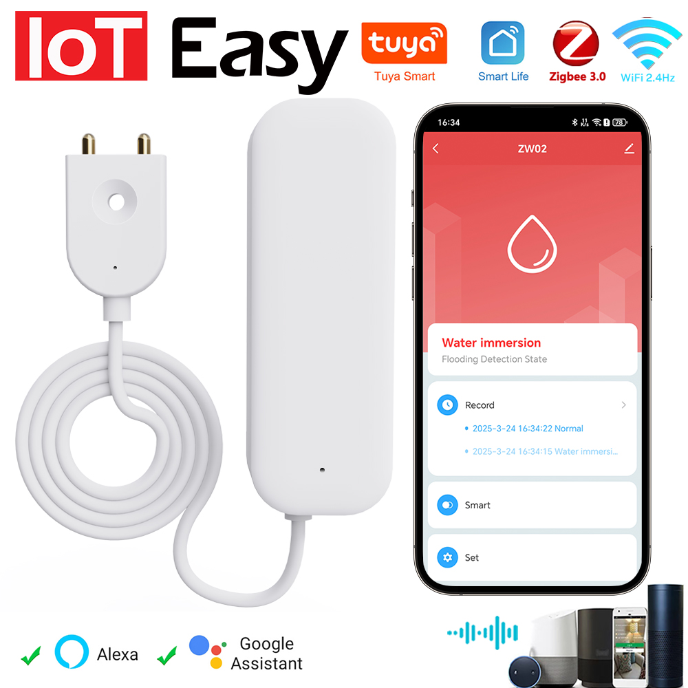 Home Security Alexa - Tuya WiFi ZigBee capteur d'eau alarme